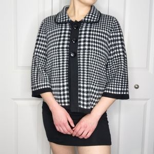 Black and white houndstooth button up cardigan